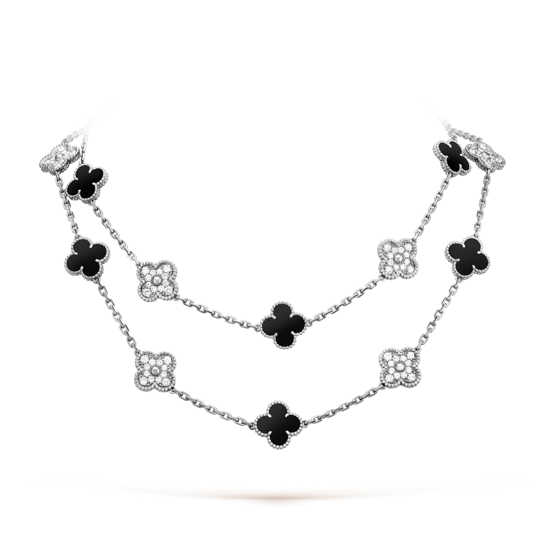 [Camiery]CLOVER 20 MOTIFS ONYX DIAMOND SILVER