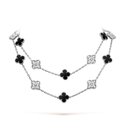 [Camiery]CLOVER 20 MOTIFS ONYX DIAMOND SILVER