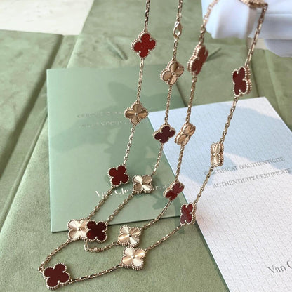 [Camiery]CLOVER 20 MOTIFS LASER CARNELIAN NECKLACE