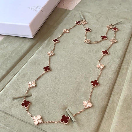 [Camiery]CLOVER 20 MOTIFS LASER CARNELIAN NECKLACE