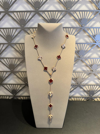 [Camiery]CLOVER 20 MOTIFS LASER CARNELIAN NECKLACE