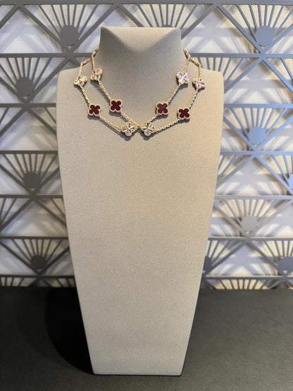 [Camiery]CLOVER 20 MOTIFS LASER CARNELIAN NECKLACE