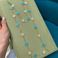 [Camiery]CLOVER 20 MOTIFS TURQUOISE DIAMOND NECKLACE
