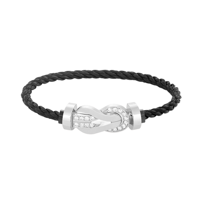[Camiery]CHANCE LARGE 8 FIGURE BUCKLE HALF DIAMOND BRACELET SILVER