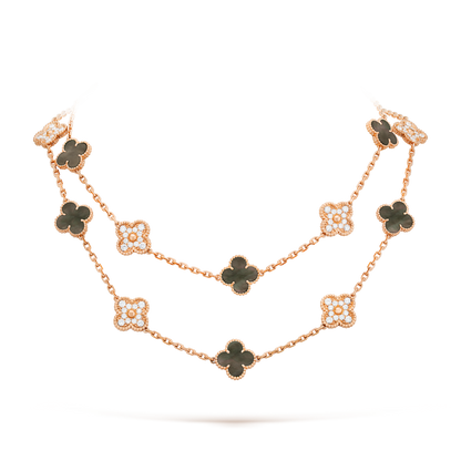 [Camiery]CLOVER 20 MOTIFS DARK MOP DIAMOND  NECKLACE