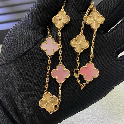 [Camiery]CLOVER 10 MOTIFS  LASER PINK MOP NECKLACE