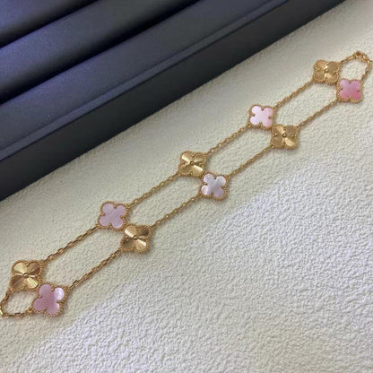 [Camiery]CLOVER 10 MOTIFS  LASER PINK MOP NECKLACE