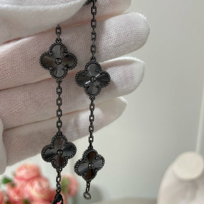 [Camiery JEWELRY]CLOVER 5 MOTIF BLACK BRACELET