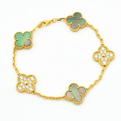 [Camiery] CLOVER 5 MOTIF GRAY MOP BRACELET COLLECTION