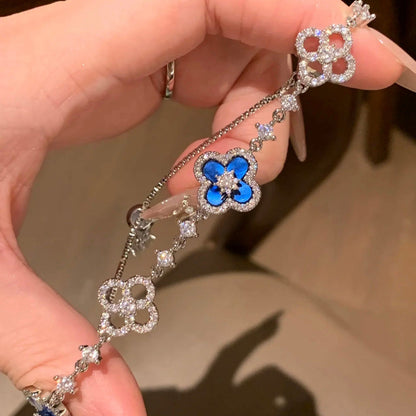 [Camiery]CLOVER 5 MOTIF PINK BLUE RED WHITE BRACELET
