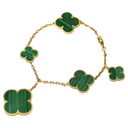 [Camiery]MAGIC CLOVER MALACHITE GOLD BRACELET 5 MOTIFS