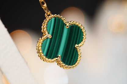 [Camiery]CLOVER EARRINGS GOLD MALACHITE DIAMOND 3 MOTIF