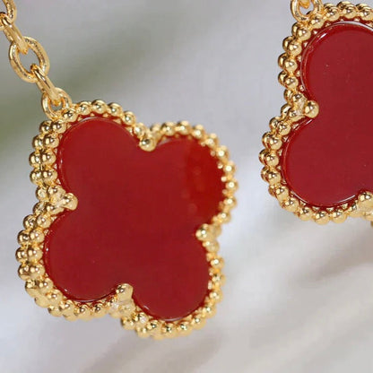 [Camiery]CLOVER  2 MOTIF  TIGER EYE CARNELIAN EARRINGS