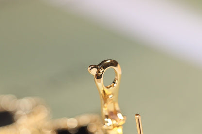 [Camiery]CLOVER EARRINGS GOLD ONYX MOP 3 MOTIF