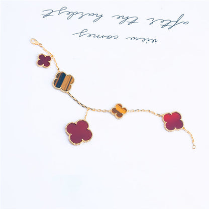 [Camiery]CLOVER BRACELET 5 MOTIFS CARNELIAN TIGER EYE