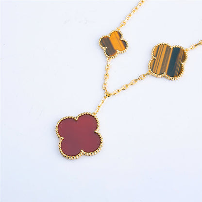 [Camiery]CLOVER BRACELET 5 MOTIFS CARNELIAN TIGER EYE