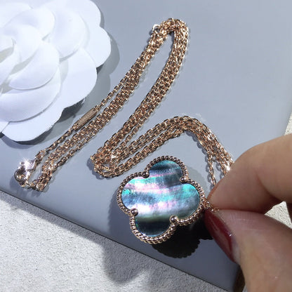 [Camiery]CLOVER 25MM GOLD DARK MOP BIG CLOVER NECKLACE