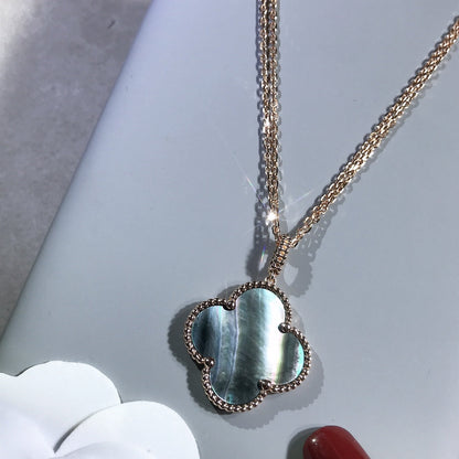 [Camiery]CLOVER 25MM GOLD DARK MOP BIG CLOVER NECKLACE