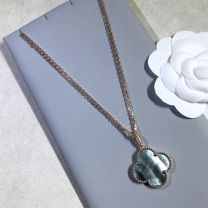 [Camiery]CLOVER 25MM GOLD DARK MOP BIG CLOVER NECKLACE