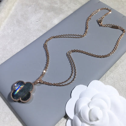 [Camiery]CLOVER 25MM GOLD DARK MOP BIG CLOVER NECKLACE