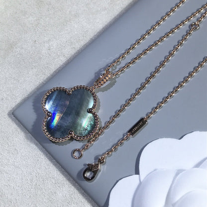 [Camiery]CLOVER 25MM GOLD DARK MOP BIG CLOVER NECKLACE