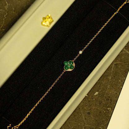[Camiery]SUN MALACHITE 1 DIAMOND PINK GOLD BRACELET