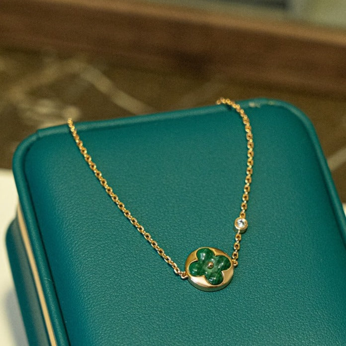 [Camiery]SUN MALACHITE 1 DIAMOND PINK GOLD BRACELET
