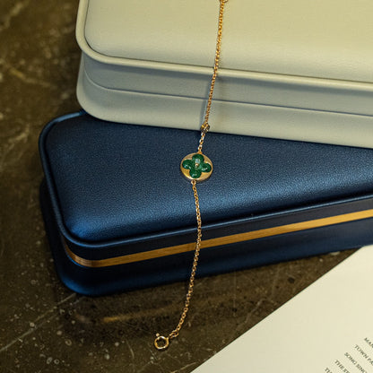 [Camiery]SUN MALACHITE 1 DIAMOND PINK GOLD BRACELET
