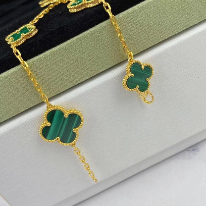 [Camiery]MAGIC CLOVER MALACHITE GOLD BRACELET 5 MOTIFS