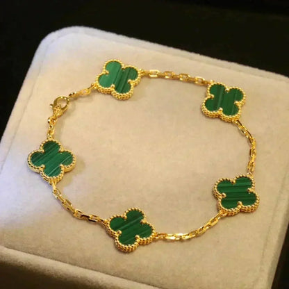 [Camiery] CLOVER 5 MOTIF MALACHITE BRACELET COLLECTION