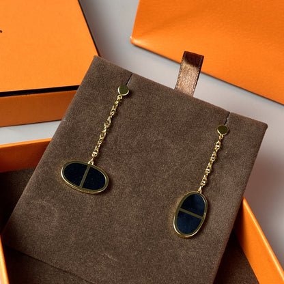 [Camiery]CHAINE VERSO BLACK CERAMIC EARRINGS