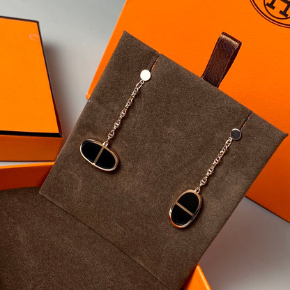 [Camiery]CHAINE VERSO BLACK CERAMIC EARRINGS