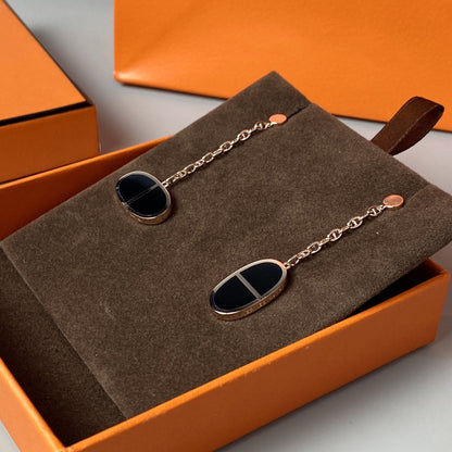 [Camiery]CHAINE VERSO BLACK CERAMIC EARRINGS