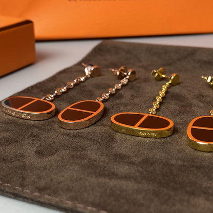 [Camiery]CHAINE VERSO BLACK CERAMIC EARRINGS