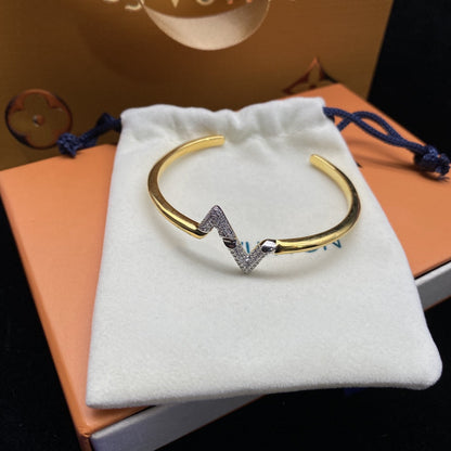 [Camiery]VOLTE UPSITE DOWN DIAMOND GOLD OPEN BRACELET
