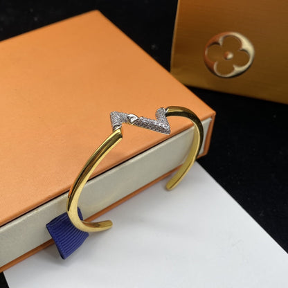 [Camiery]VOLTE UPSITE DOWN DIAMOND GOLD OPEN BRACELET