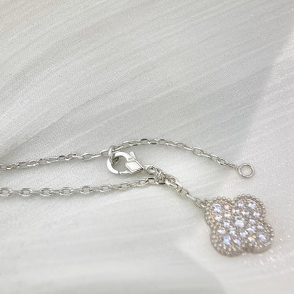[Camiery]CLOVER 5 MOTIFS SILVER DIAMONDS NECKLACE