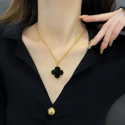 [Camiery]CLOVER 25MM NECKLACE GOLD ONYX