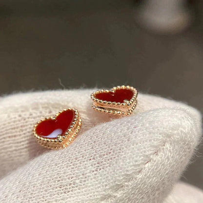 [Camiery]HEART CARNELIAN STUD EARRINGS