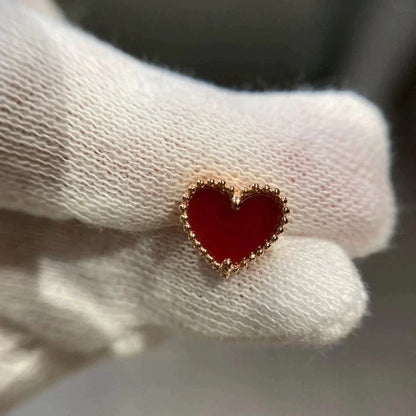 [Camiery]HEART CARNELIAN STUD EARRINGS