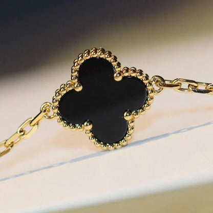 [Camiery]CLOVER 20 MOTIFS ONYX NECKLACE