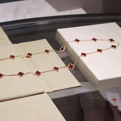 [Camiery]CLOVER 20 MOTIFS CARNELIAN NECKLACE
