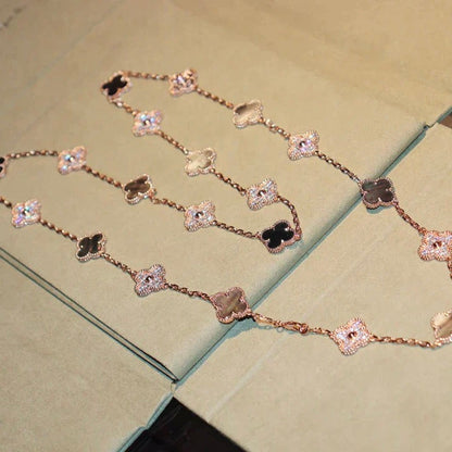 [Camiery]CLOVER 20 MOTIFS DARK MOP DIAMOND  NECKLACE