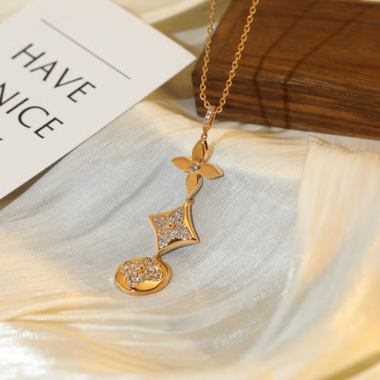 [Camiery]STAR AND SUN DIAMOND PINK GOLD NECKLACE