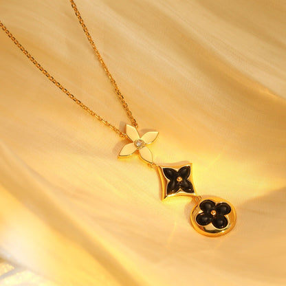 [Camiery]STAR AND SUN ONYX PINK GOLD NECKLACE