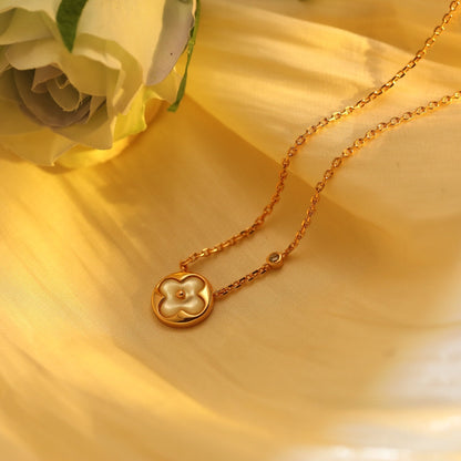 [Camiery]SUN PEDANT PINK GOLD 1 DIAMOND NECKLACE