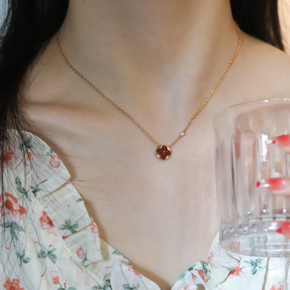 [Camiery]SUN PEDANT PINK GOLD 1 DIAMOND NECKLACE