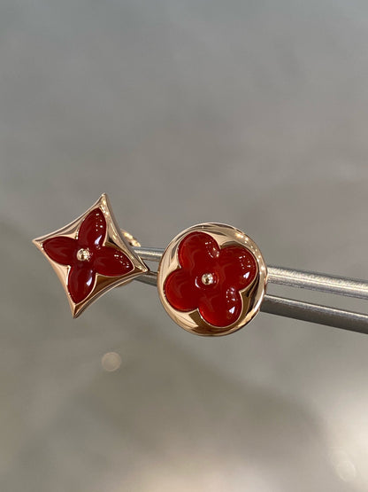 [Camiery]STAR AND SUN PINK GOLD CARNELIAN STUD EARRINGS
