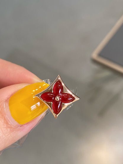 [Camiery]STAR AND SUN PINK GOLD CARNELIAN STUD EARRINGS