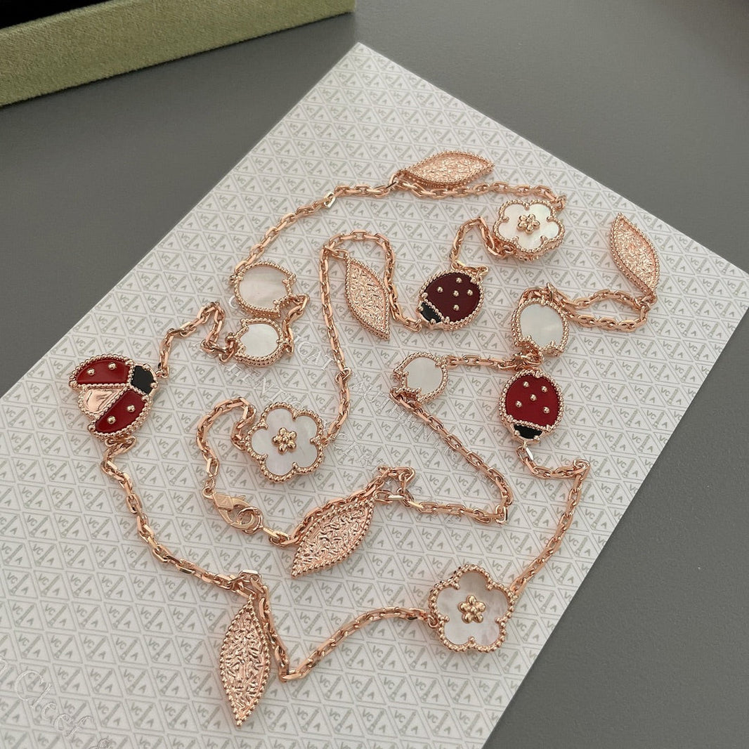 [Camiery]LUCKY SPRING 15 MOTIFS ROSE GOLD NECKLACE